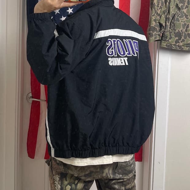 나이키 테니스 바람막이 빈티지 검흰 점퍼 PILOTS