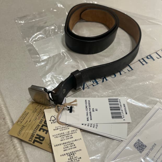 더블알엘 빈센스 벨트 브라운 32