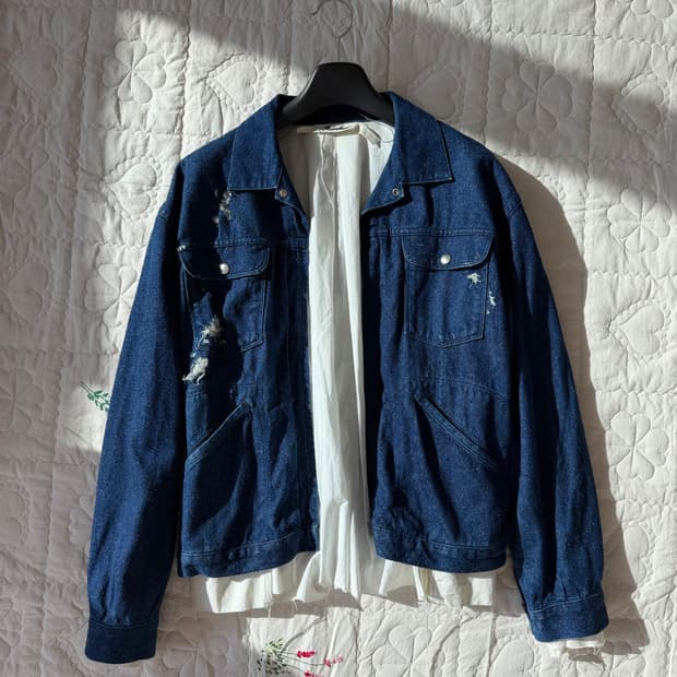 미도리카와 실크100 인디고 데님 자켓 Made in Japan🇯🇵