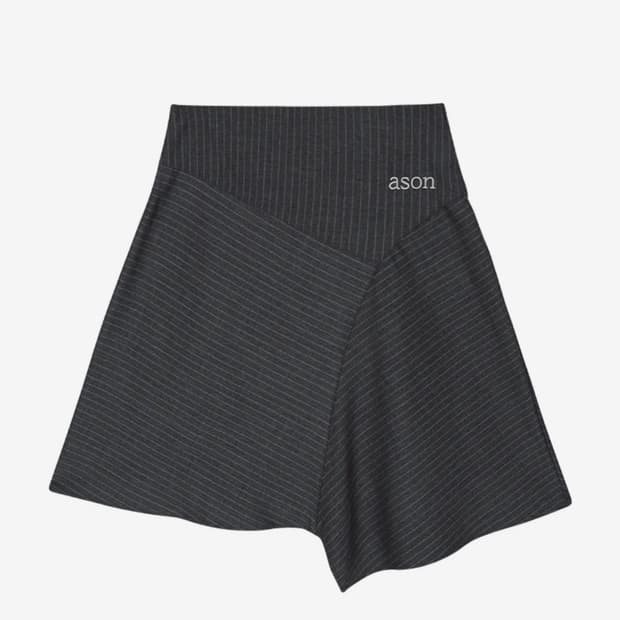 ASON PREPPY UNBALANCE SKIRT / GRAY