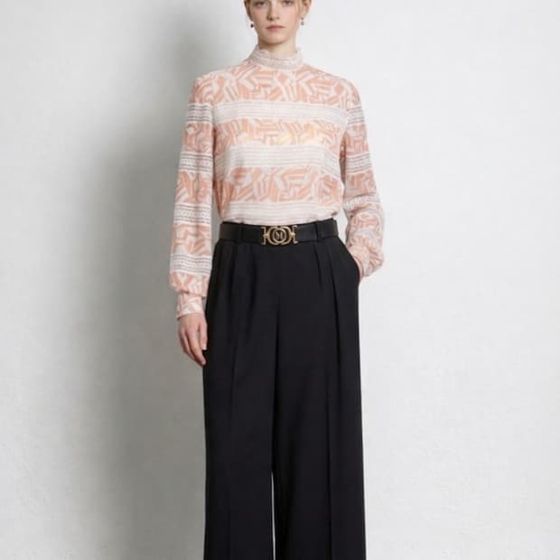 모조에스핀 하프하이넥 레이스 블록 블라우스