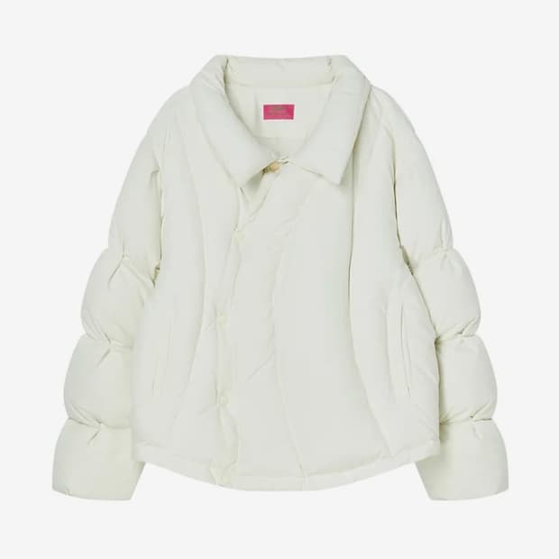 CURVE LINE COLLARED DOWN PUFFER IVORY