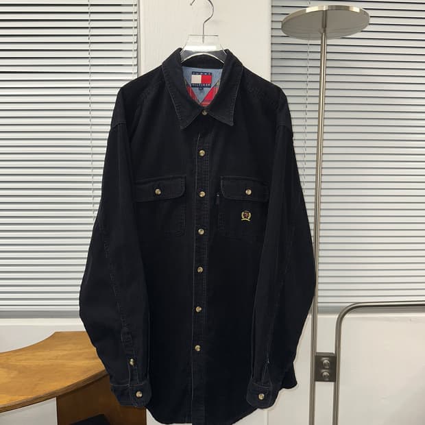 Tommy 코듀로이 오버핏 셔츠 (블랙)