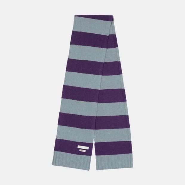 오헤시오 스트라이프 패턴 머플러 퍼플 블루
