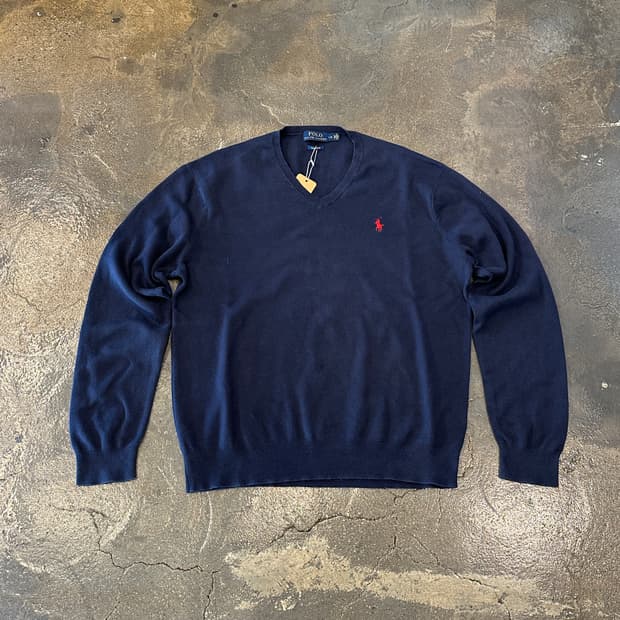 POLO 폴로 랄프로렌 네이비 V넥 니트 L