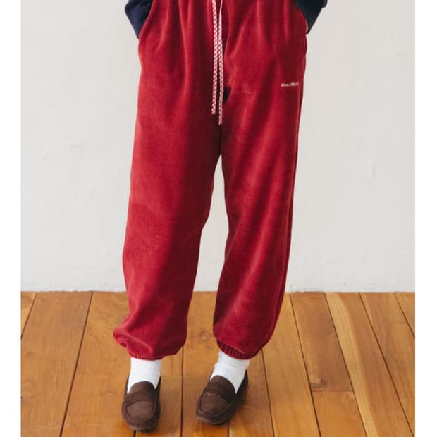 온무드 CHECK POINT JOGGER PANTS - RED