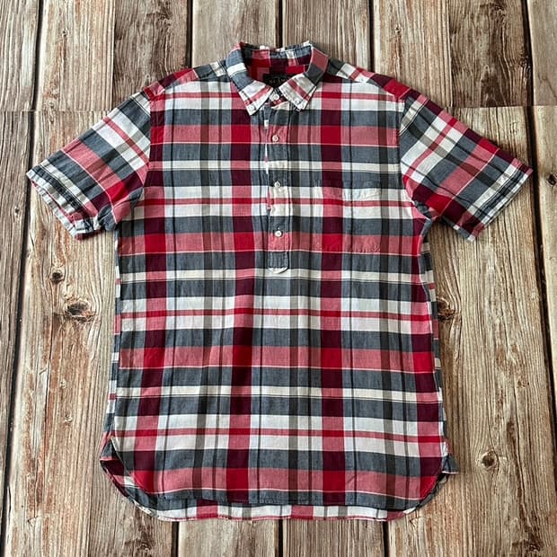 BEAMS+ 빔즈플러스 풀오버 버튼 다운 마드라스 체크 셔츠 L 사이즈