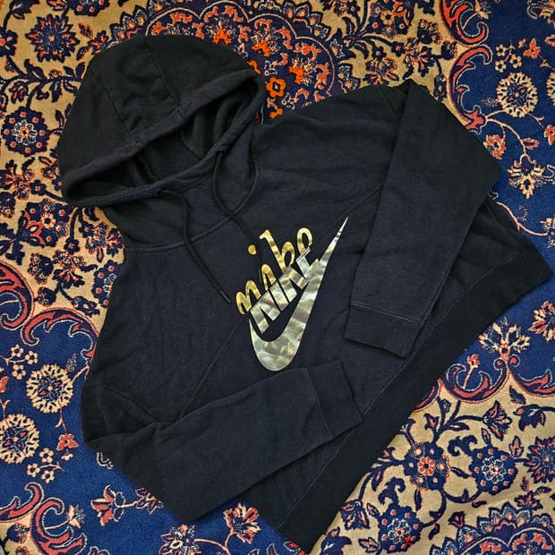 나이키(Nike) 빅로고 크롭 후드티셔츠 L size