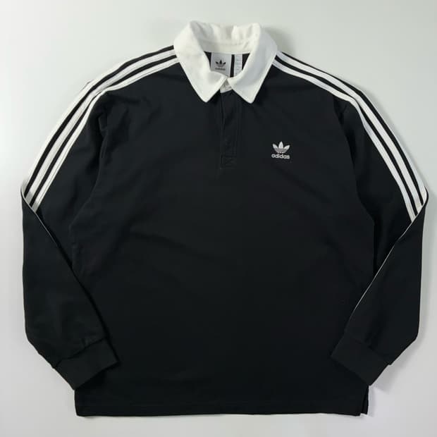 Adidas  아디다스 코튼 파이어버드 블랙 럭비 폴로셔츠 