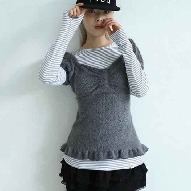 어글리 쉐도우 소프트 셔링 티셔츠(차콜)