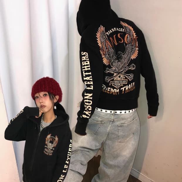 Vanson Embroidery Hood Zip-Up