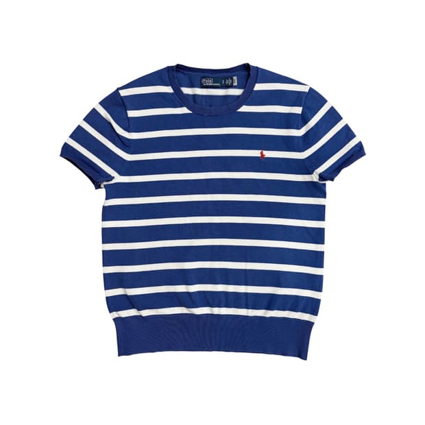 폴로 랄프로렌 여성 블루 스트라이프 반팔 니트 S