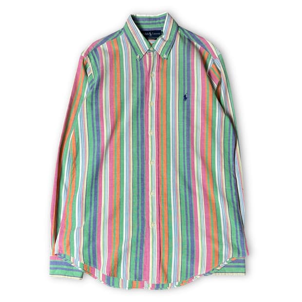 폴로 랄프로렌 블루포니 스트라이프 멀티 배색 긴팔 셔츠 커스텀핏 M