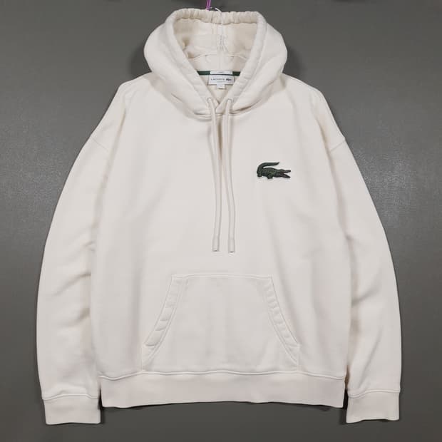 실측 L (100) 라코스테 신형 23FW 빅 크록 후드티 스웻셔츠 크림