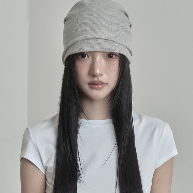 이네기 Metal Sheer Beanie (sand beige)