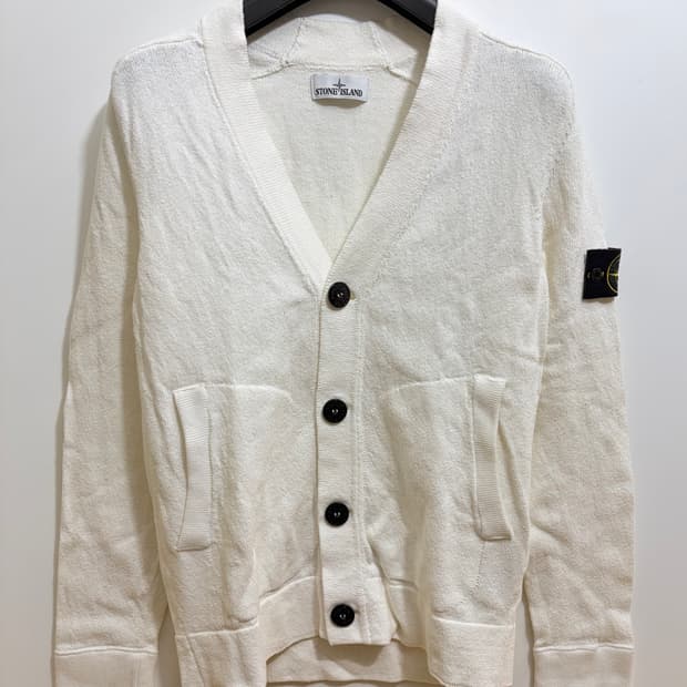 스톤아일랜드 정품 아이보리 코튼 가디건