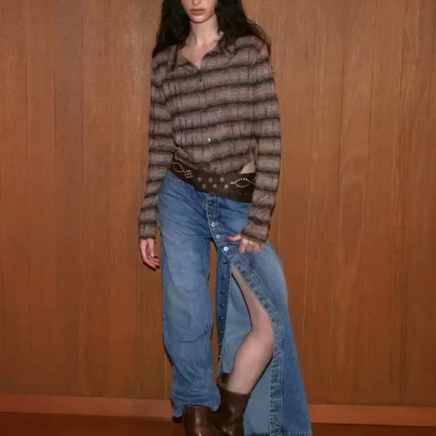 폴리수엠 LONG BUTTON FLY JEANS 2size