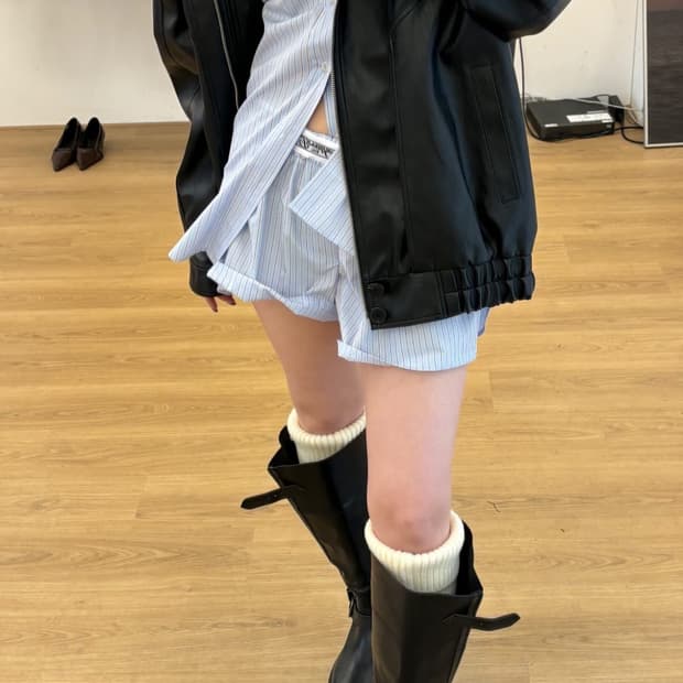 오버핏 레더자켓