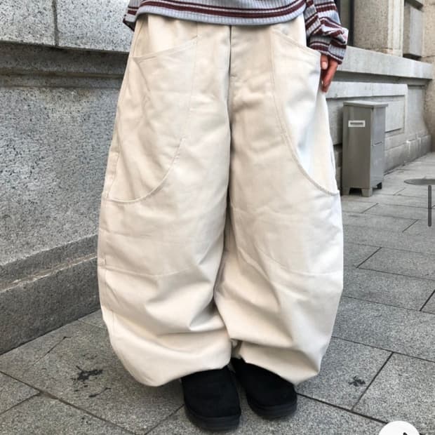 (새상품)벌룬 코튼 팬츠 아이보리