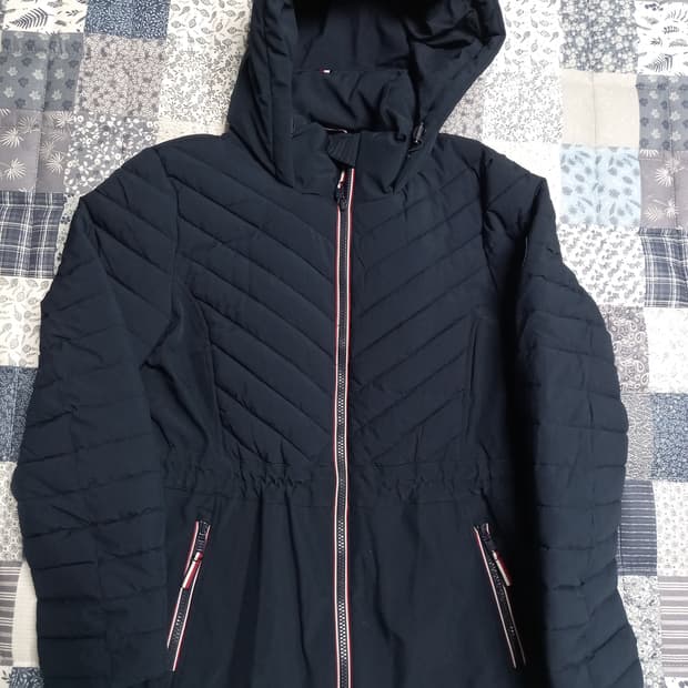 타미힐피거 여성 네이비후드퀼팅패딩  M