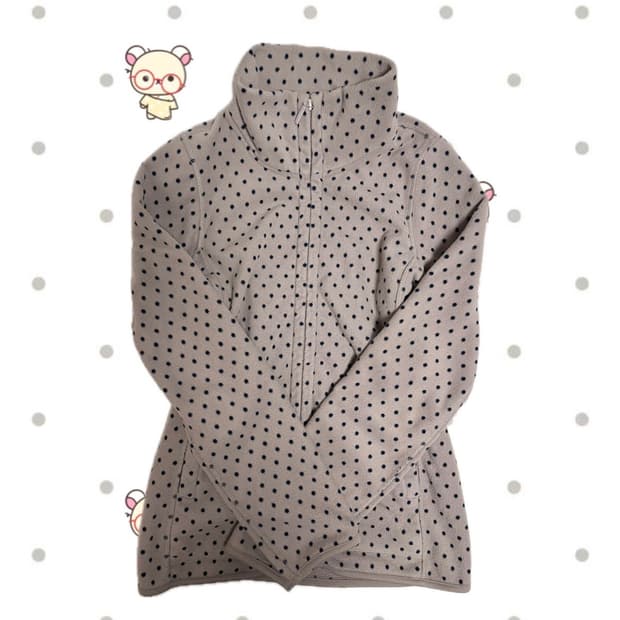 유니클로 딱붙핏 슬림 그레이 도트 땡땡이 후리스 집업 자켓