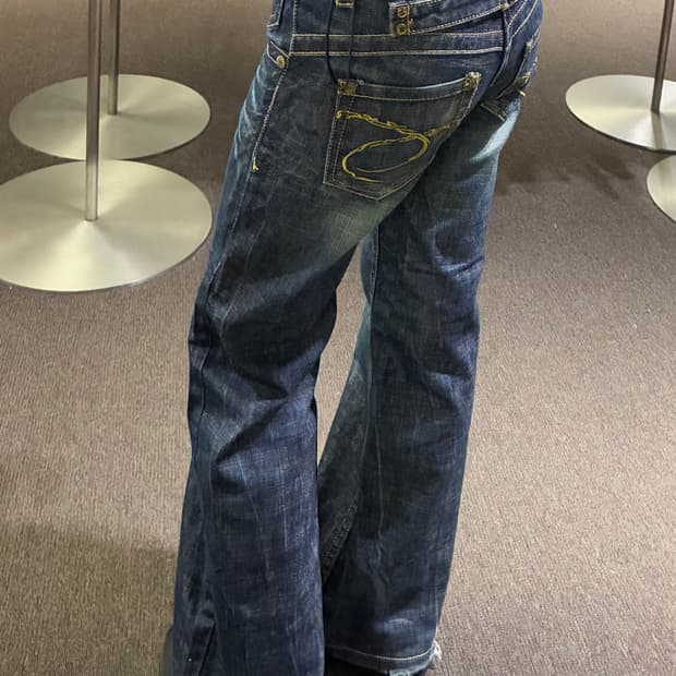 23)레드페퍼 빈티지 y2k 로우라이즈 플레어 데님팬츠