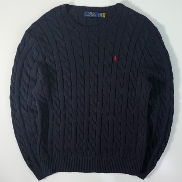 Polo   폴로 랄프로렌 자수 코튼 꽈배기 니트