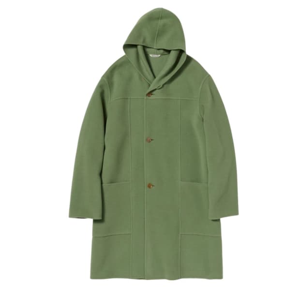 4) 오라리 벨루어 브러쉬드 울 후드 코트 세이지 그린
