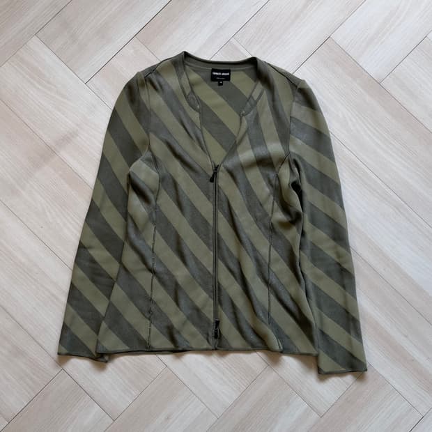 [Giorgio Armani] Striped Zip-Up Cardigan