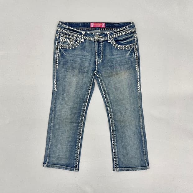 CACO JEANS 스터드 데님 카프리 팬츠