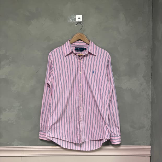 폴로 랄프로렌 스트라이프 셔츠 핑크 블루