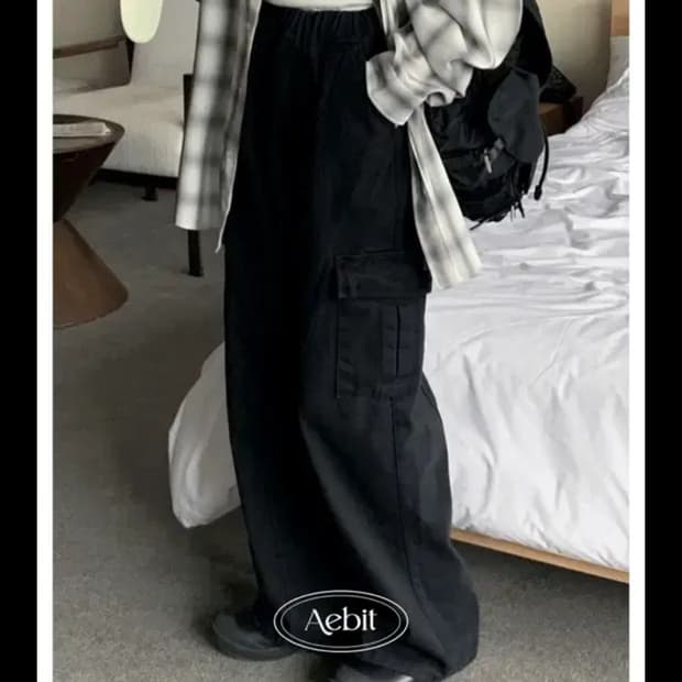 어리틀빗 자체제작 crocket cargo pants (black)