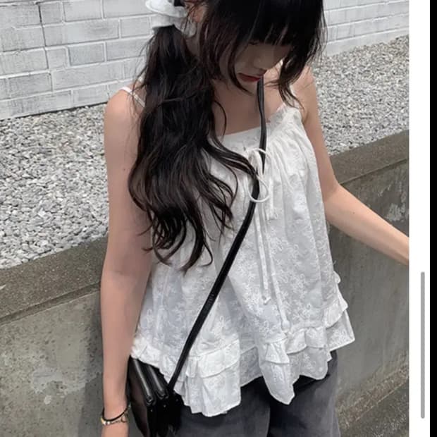 애니원모어 [set] 유어 레이스 나시 헤어끈 세트 화이트