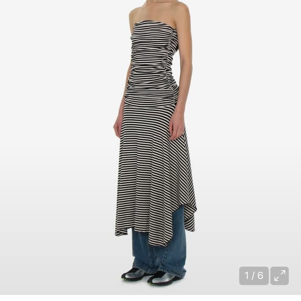 파르티멘토 우먼 PWC 투웨이 튜브탑 드레스_블랙 스트라이프