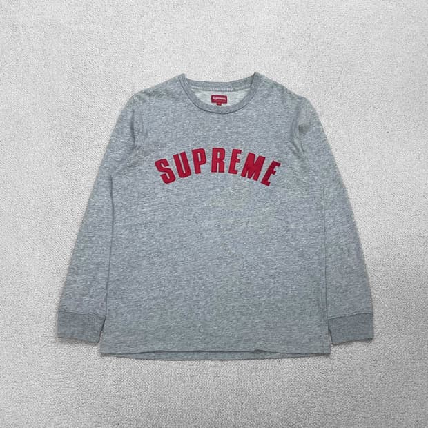 슈프림 Supreme 16ss 아치 로고 롱슬리브 그레이