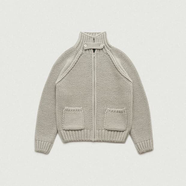 더바넷 Oversized Soap 집업 니트 가디건 그레이