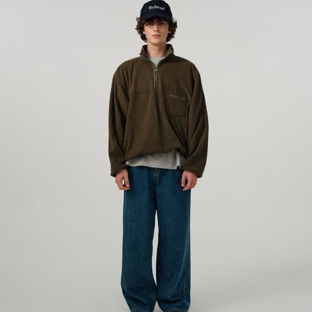 남녀공용M The Barnnet 더바넷 플리스 하프집업 카키