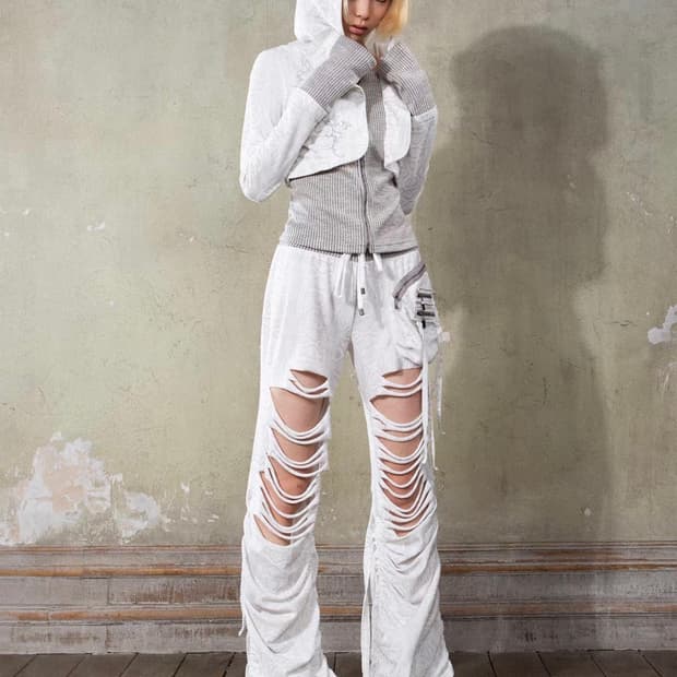 ARIADNAw 셋업 S white 트레이닝 y2k 후드집업