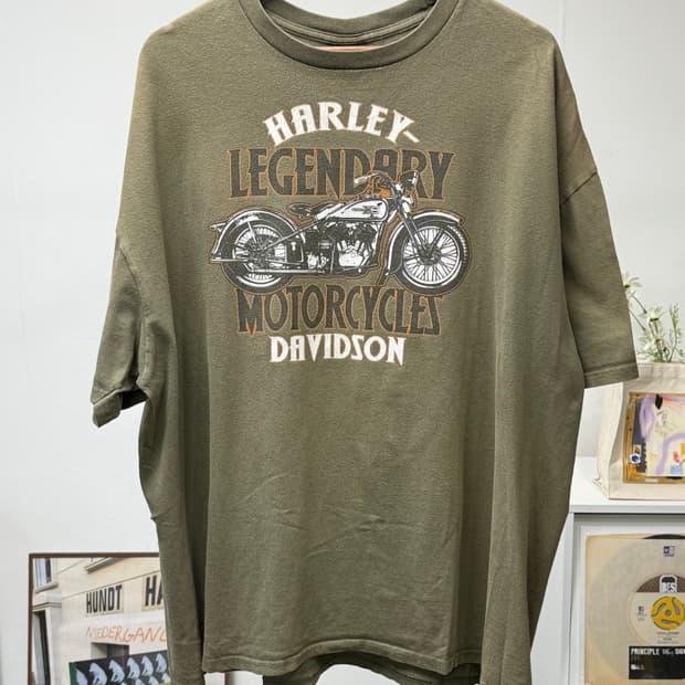 Harley Davidson 할리데이비슨 레터링 프린팅 반팔 카키 3XL
