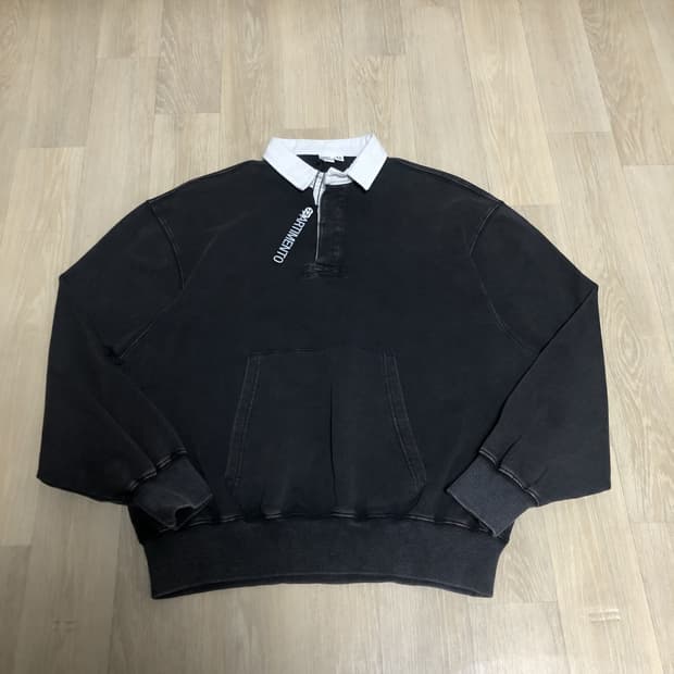 (M) 새상품 파르티멘토 2year 워시 럭비 스웨트 셔츠 다크 네이비