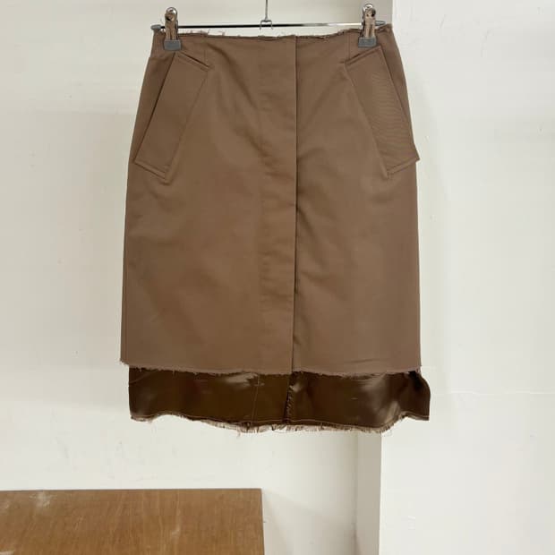 엠엠식스 브라운 미디 스커트