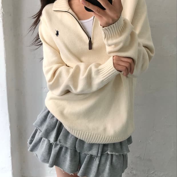 Polo 폴로 랄프로렌 신형라벨 코튼 아이보리 하프집업
