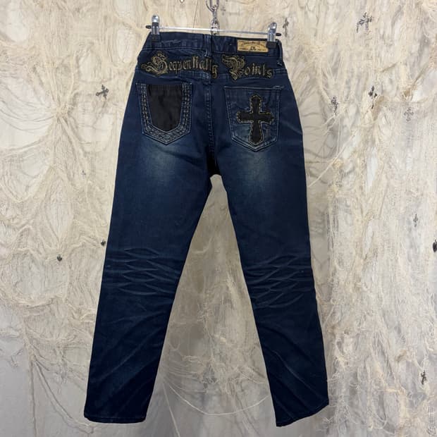 00's back cross lettering pants