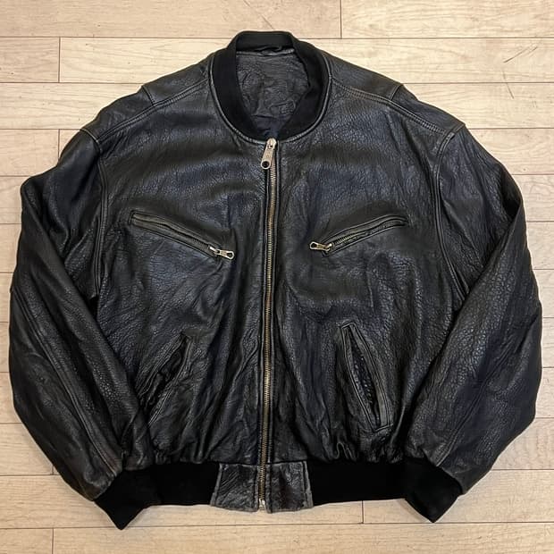 90's [XL] 이스트팩 빈티지 리얼레더 블랙 봄버 가죽 자켓