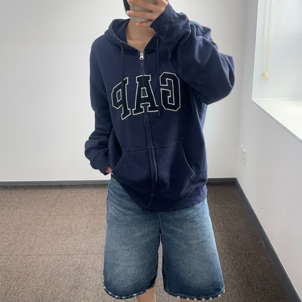 Gap 갭 네이비 로고 네이비 후드집업