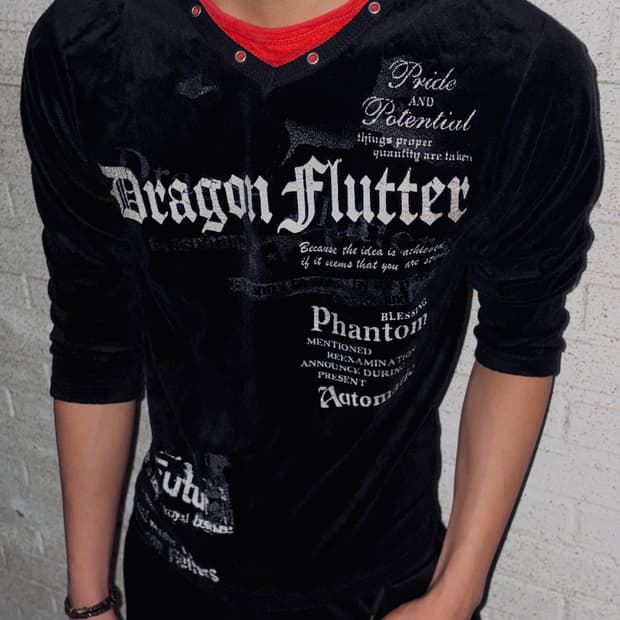 Goth Printed Velvet Long Sleeve