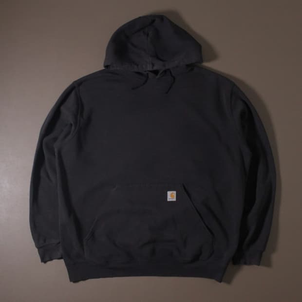 Carhartt 칼하트 기모 로고 블랙 후드티 