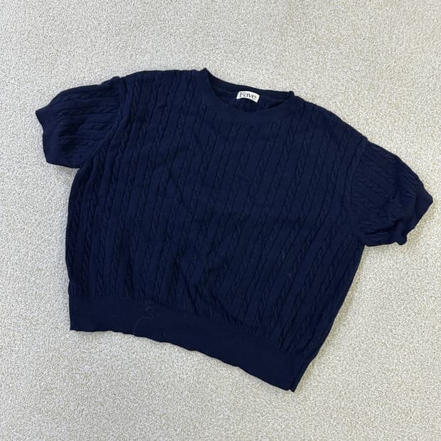 실측확인 fave 반팔 꽈배기 니트 0320D