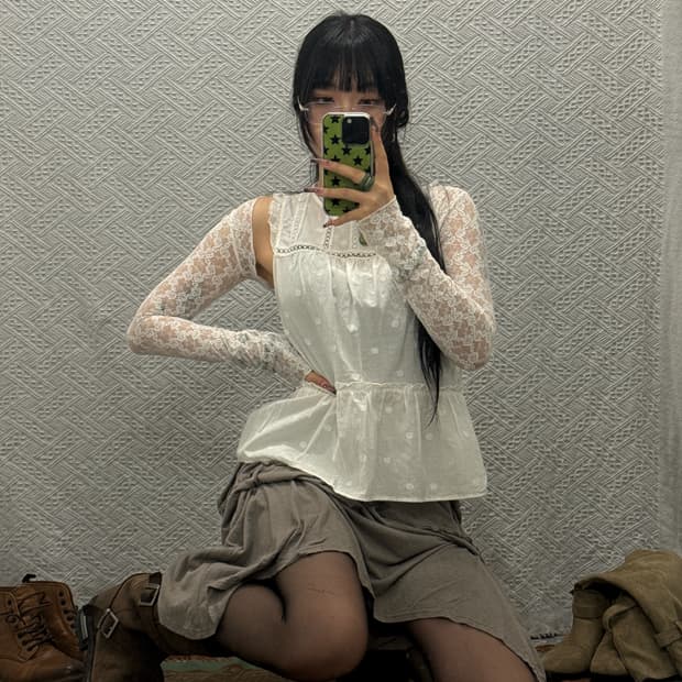 자라 코지 모리 러블리 레이스 도트 나시 블라우스 K0222