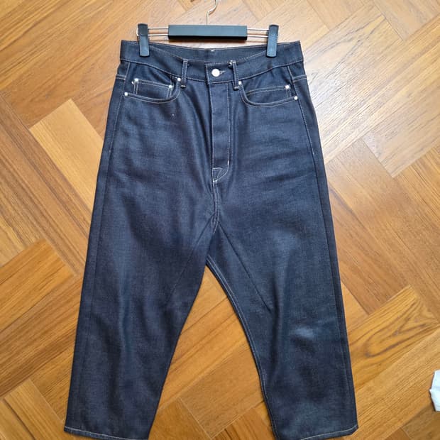 릭오웬스 다크 데님 크롭 배기팬츠